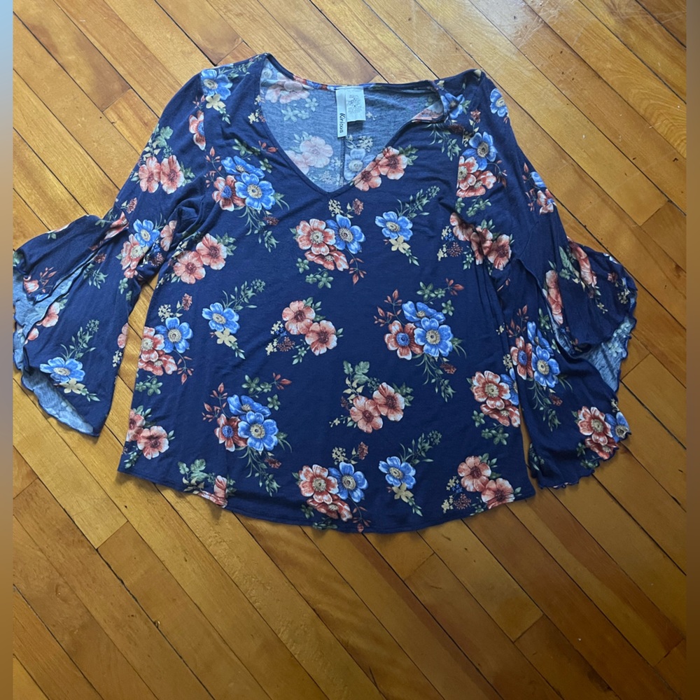 3/4 Sleeve Floral Top